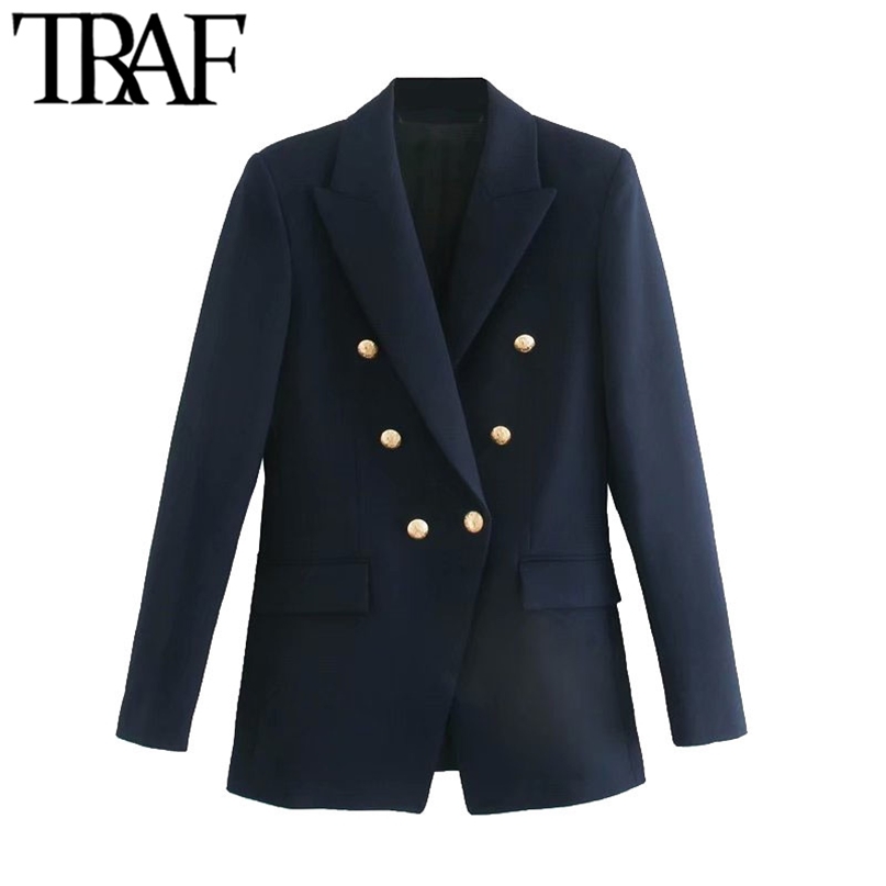 TRAF Women Fashion With Metal Buttons Blazers Coat Vintage Long Sleeve Back Vents Female Outerwear Chic Tops 211019, As picture
TRAF Women Fashion With Metal Buttons Blazers Coat Vintage Long Sleeve Back Vents Female Outerwear Chic Tops 211019, As picture