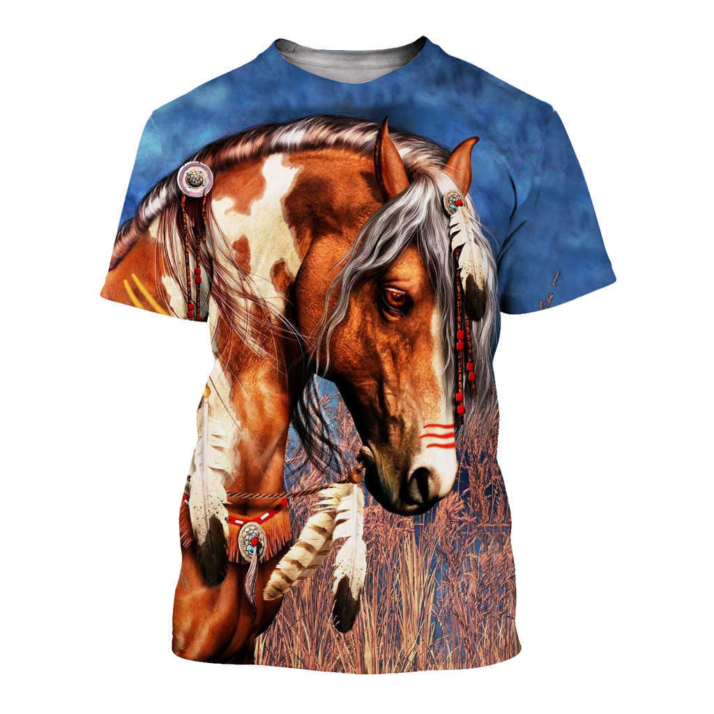 3D Horse Print T Shirt for Boy Comfort eens Summer Funny Animal op Short Sleeve Girl Fashion ops 210629