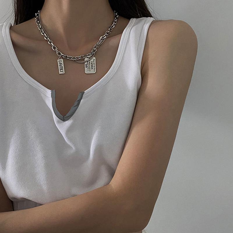 Chains Letter Necklace Women Multilayer Necklaces Woman Fashion Simple Girl Trendy Party Jewelry Lady Hiphop Silver Color Metal Collier
Chains Letter Necklace Women Multilayer Necklaces Woman Fashion Simple Girl Trendy Party Jewelry Lady Hiphop Silver Color Metal Collier