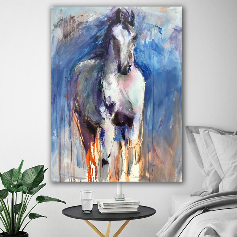Modern Abstract Animal Poster Print Vintage White Horse Wall Art Picture On Canvas For Living Room Home Decor Painting Unframed