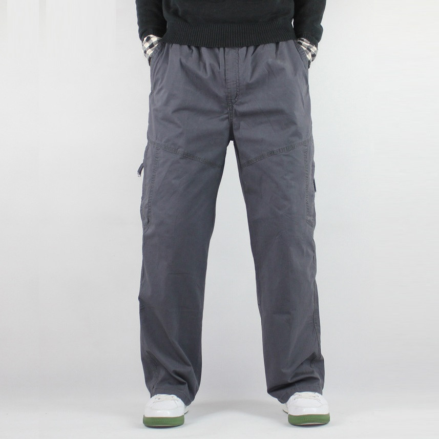 100% COTTON Summer Men's Casual Pants Loose Elastic Trousers for Men Black Army Green Grey Big and Tall Plus Size XL-6XL 5XL 210518