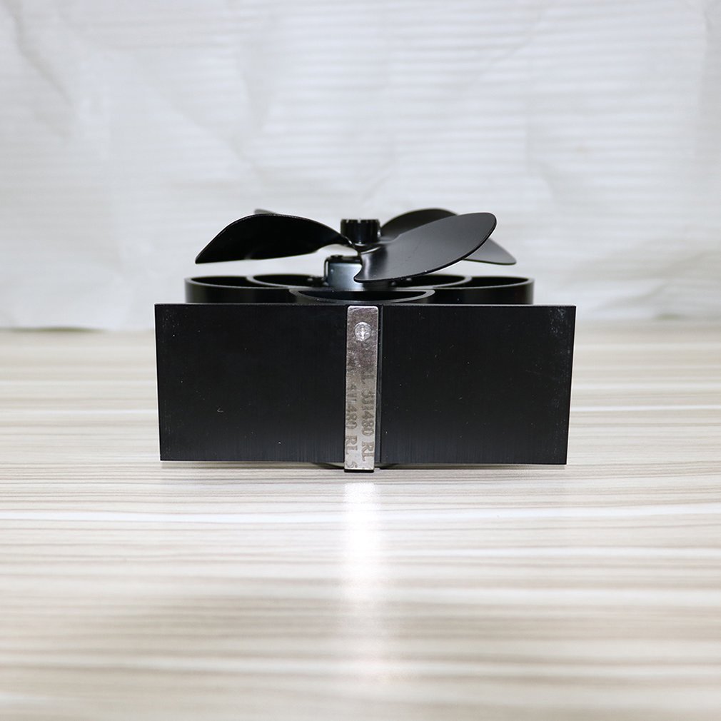 Black Hair 4 Blade Thermal Heat Driven Pellet Tile Fan Oven Wood Brander Eco Fan Tool for Decorative Accessories Portal