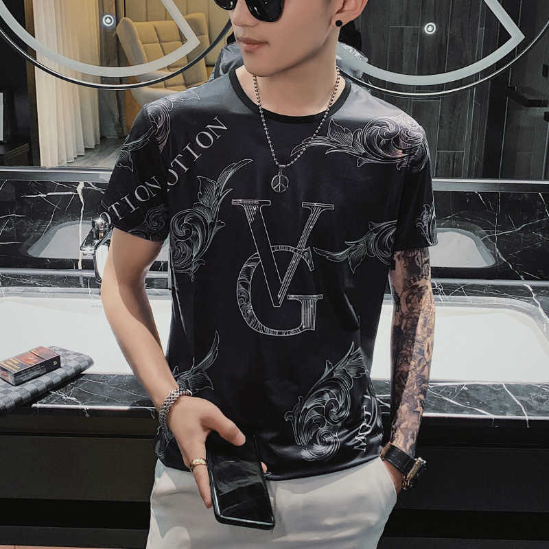 Summer Casual T-Shirt Men Short Sleeve T Shirt Print O-neck Tops Tees Streetwear Social Clothes Camiseta Masculina 210527