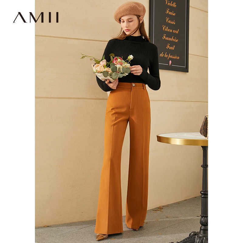 Minimalism Autumn Winter Causal Women's Pants Fashion OLstyle High Waist Solid Wide-leg Female Trousers 12040740 210527