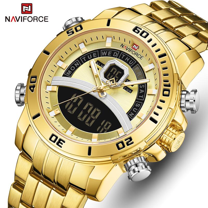 Wristwatches NAVIFORCE Watches Men Top Sport Quartz Gold Mens Watch Stainless Steel Chronograph Male Clock Relogio Masculino, Slivery;brown 
Wristwatches NAVIFORCE Watches Men Top Sport Quartz Gold Mens Watch Stainless Steel Chronograph Male Clock Relogio Masculino, Slivery;brown