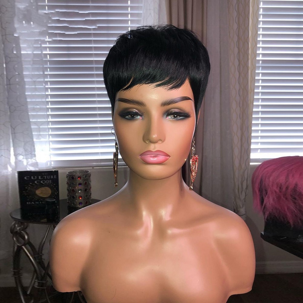 613 Blonde Pixie Short Cut Bob Wig 100% Human Hair No Lace Front Straight Wigs For Women Party Cosplay
