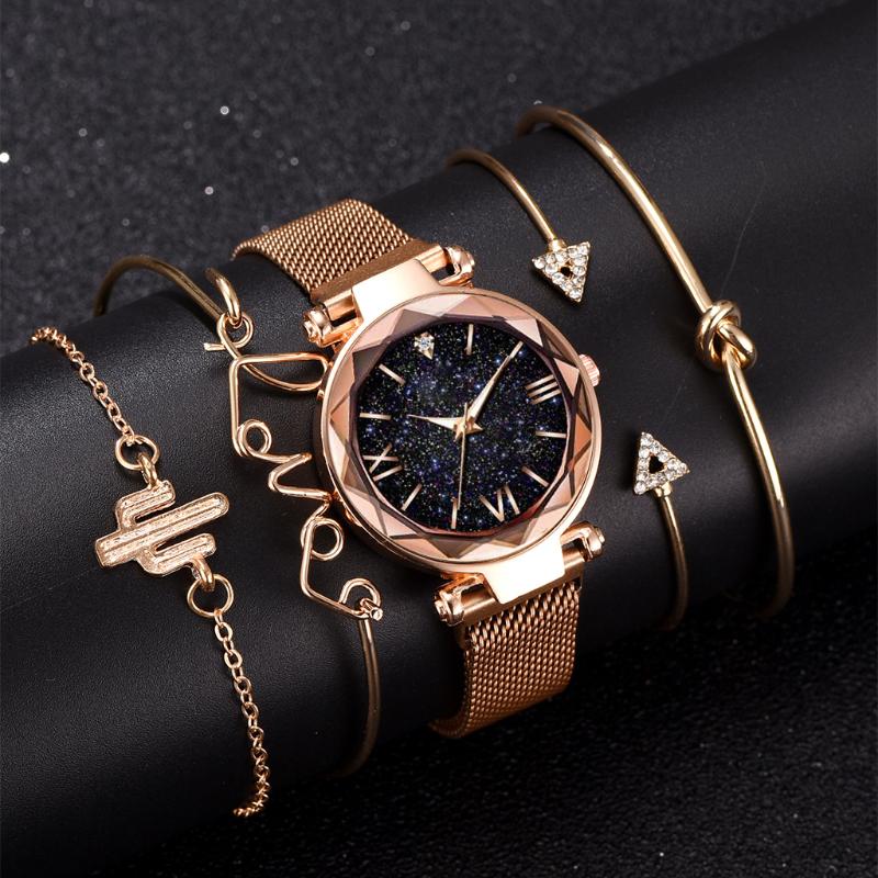 Wristwatches 5PCS /Set Luxury Bracelet Watches For Women Fashion Rose Gold Magnetic Women's Dress Clock Female Relogio Feminino, Brown
Wristwatches 5PCS /Set Luxury Bracelet Watches For Women Fashion Rose Gold Magnetic Women's Dress Clock Female Relogio Feminino, Brown