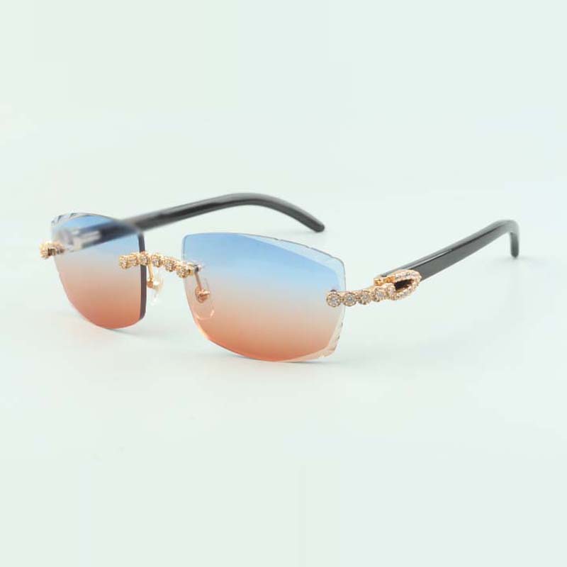 Bouquet Diamond buffs Sunglasses 3524015 with Natural black buffalo horn glasses and cut Lens 3.0 Thickness