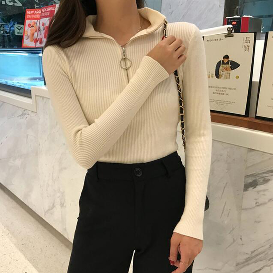 2021 Knitted Women Zipper High Neck Sweater Pullovers Turtleneck Autumn Winter Basic female Sweaters Slim Fit Black Pull Femme, 007
2021 Knitted Women Zipper High Neck Sweater Pullovers Turtleneck Autumn Winter Basic female Sweaters Slim Fit Black Pull Femme, 007