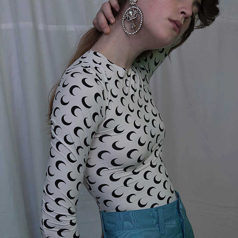 Moon Printed Long Sleeve Women T-shirts Slim Plus Size Basic Fashion 5 Colors Tshirt Female S-4XL Casual Tee Shirt Femme 210607