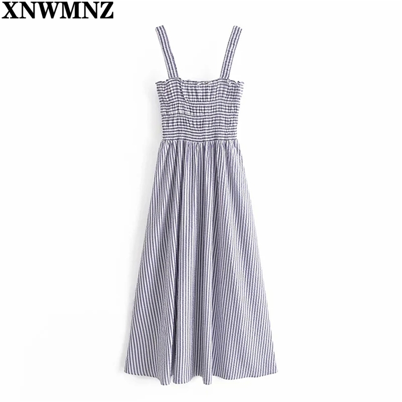 Vintage Long Striped Summer Dress Women Wide Straps Sleeveless Beach es Woman Smocked Elastic Blue Pleated 210520
Vintage Long Striped Summer Dress Women Wide Straps Sleeveless Beach es Woman Smocked Elastic Blue Pleated 210520