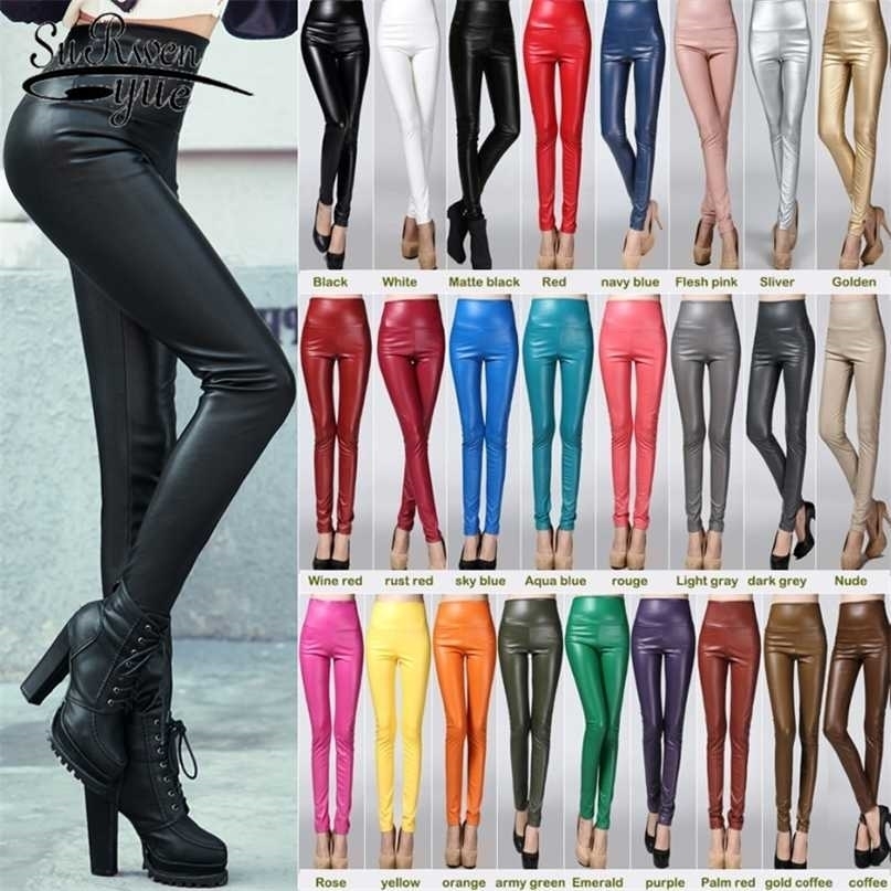 Y2K Elastic Stretch Faux Leather Autumn Winter Pencil Pants Women Velvet PU Female Sexy Skinny Tight Trouser 7172 211115