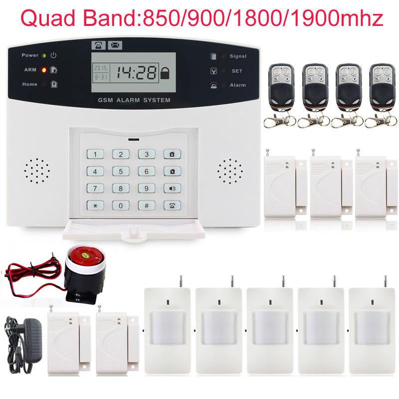 

Wireless 433MHz Home Burglar Security SIM SMS GSM Alarm System PIR Detector Door Sensor With Wired Siren Systems