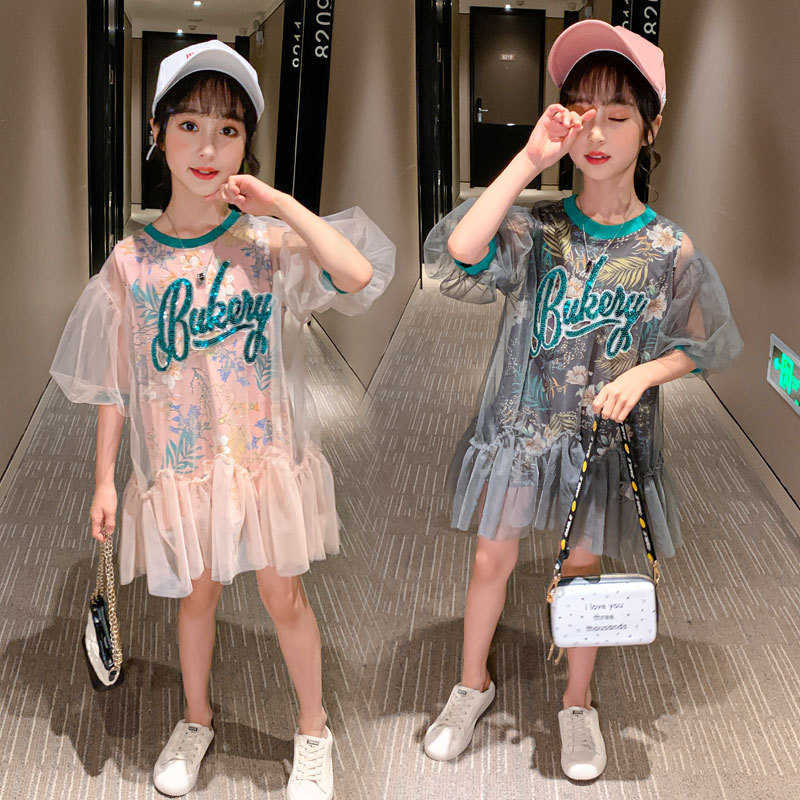 Children Sequins Sporty Sequin Dress for Teenagers Girls Lovely Shiny Ruffles Summer Beach Holiday Clothing 210529