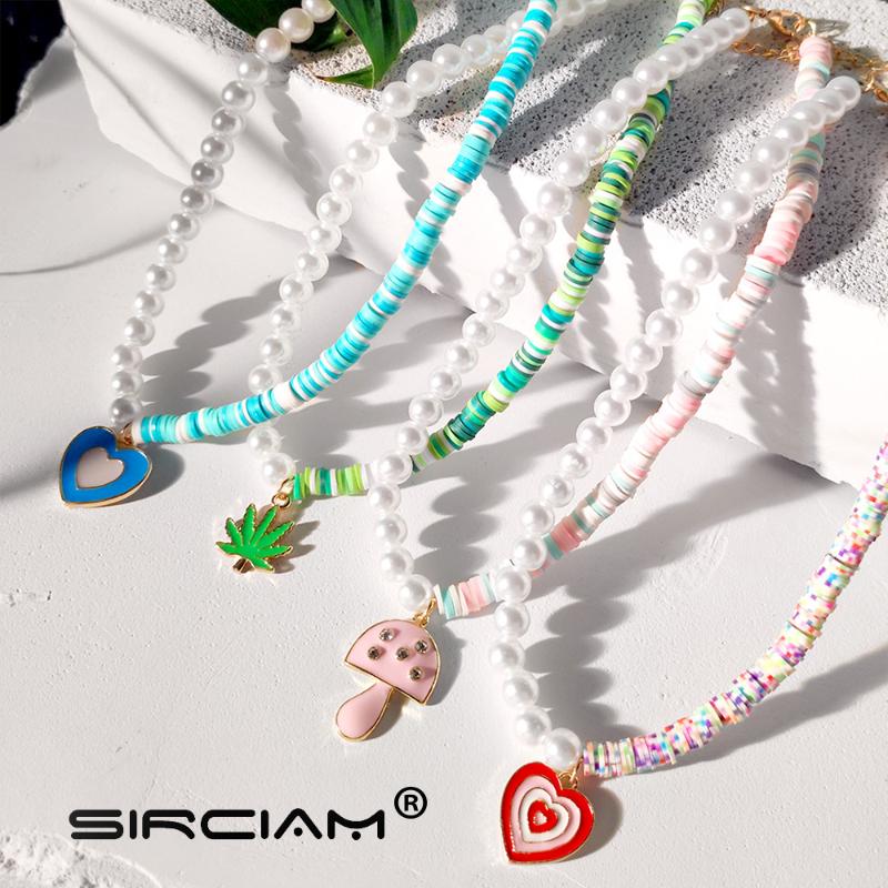 Chokers Sweet Colorful Heart Mushroom Asymmetry Pearl Clay Bead Necklace For Women Handmade Choker Soft Pottery Beaded Vacation Jewelry
Chokers Sweet Colorful Heart Mushroom Asymmetry Pearl Clay Bead Necklace For Women Handmade Choker Soft Pottery Beaded Vacation Jewelry