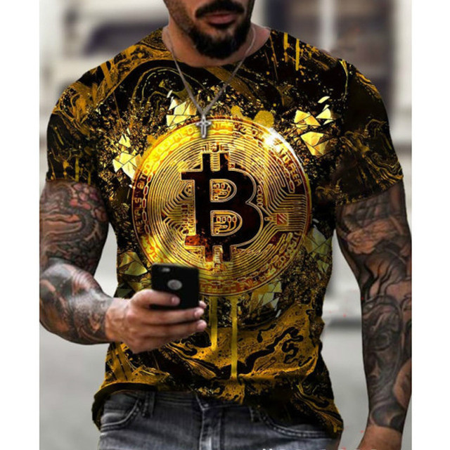 Coin pattern men's 3D T-shirts tee graphic optical illusion short sleeve party top street punk goth crew neck summer