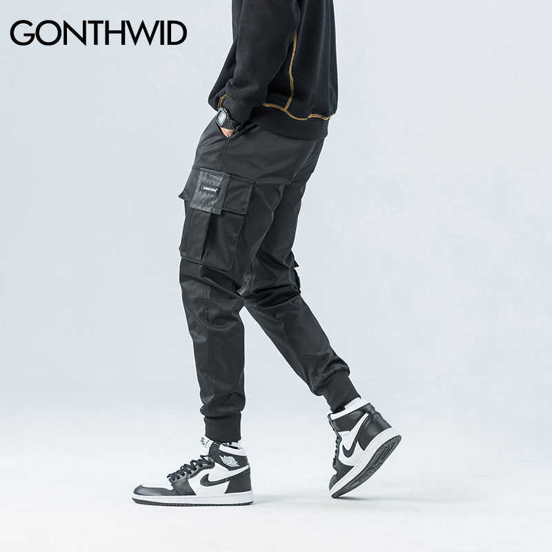 GONTHWID Side Zipper Pockets Cargo Harem Joggers Pants Men Hip Hop Casual Harajuku Streetwear Sweatpant Trousers Male 210810