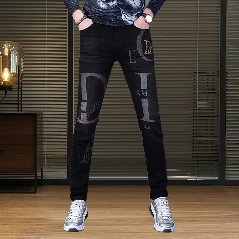 Mens High Quality Prints Stretch Denim Pants,Light Luxury Diamond Embroidery Slim-fit Black Jeans,Street Fashion Casual Jeans;
Mens High Quality Prints Stretch Denim Pants,Light Luxury Diamond Embroidery Slim-fit Black Jeans,Street Fashion Casual Jeans;