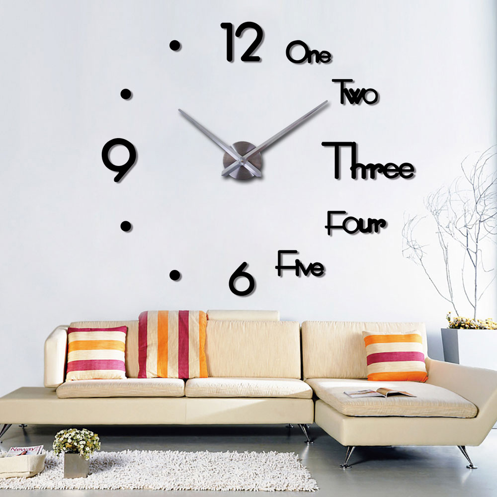 DIY Digital Wall Clock 3D Sticker Modern Design Large Home Office Decor Watch for Living Room Decoration
