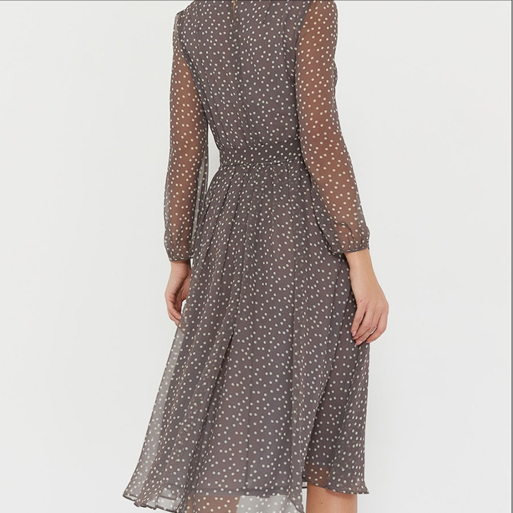 2021polka dot print women elegant o-neck lantern sleeve elastic waist shashes slim a-line party dress casual simple soft midi dress, Black;gray
2021polka dot print women elegant o-neck lantern sleeve elastic waist shashes slim a-line party dress casual simple soft midi dress, Black;gray