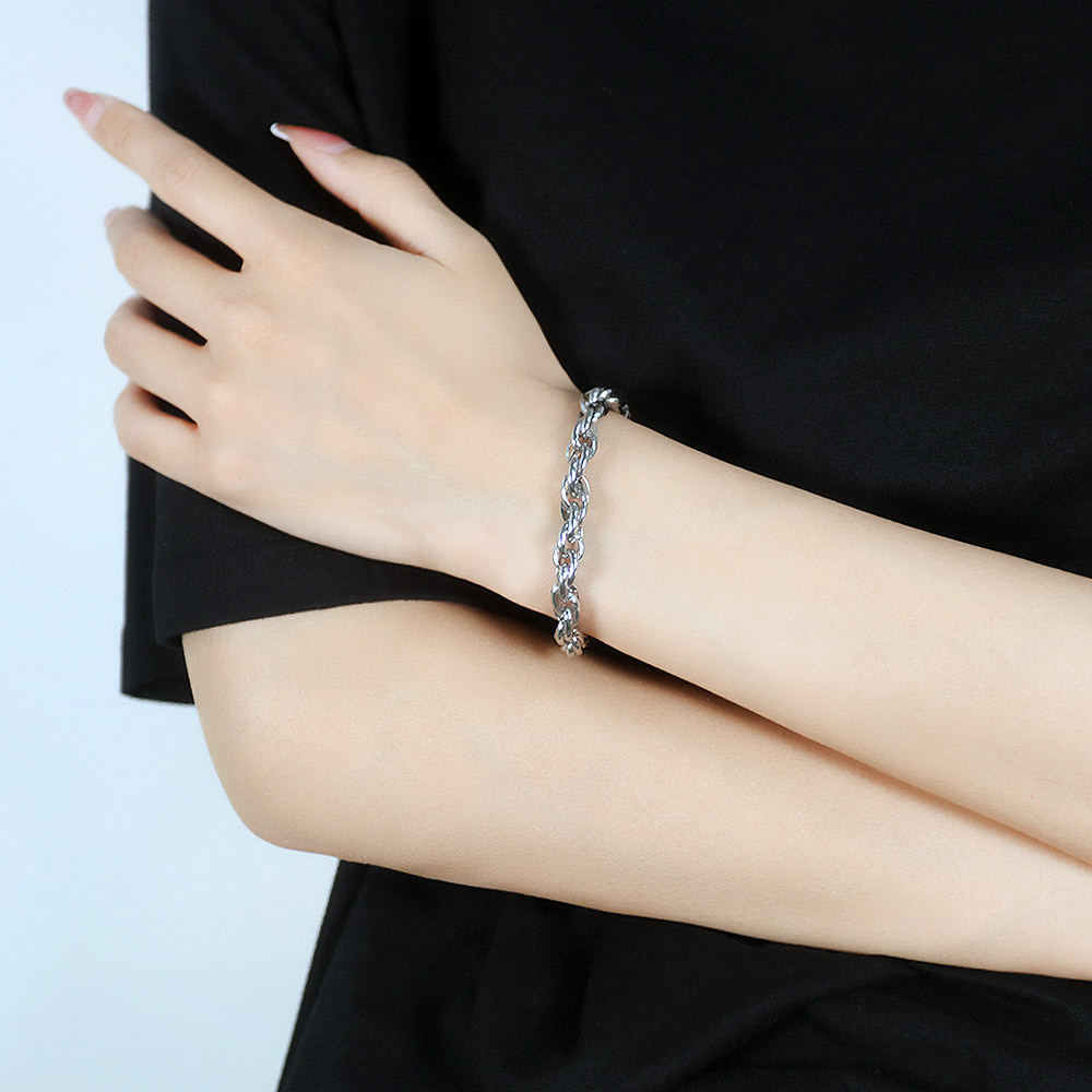 7mm/9mm (7.28''+35mm) Stainless Steel Fashion Rope Chain Bracelet Bangle for Men Women Gift