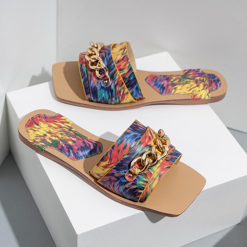 Slippers Luxury Designer Chain Summer Casual Women Flat Shoes Outdoor Beach Sandals Metal Open Toe Slides Klapki Dames Schoenen, Multicolor
Slippers Luxury Designer Chain Summer Casual Women Flat Shoes Outdoor Beach Sandals Metal Open Toe Slides Klapki Dames Schoenen, Multicolor