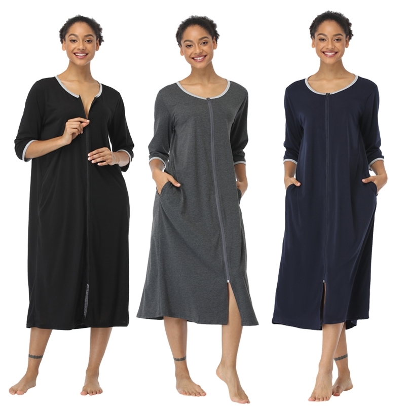 Women Long Sleepwear Soft Zipper Front Robes Winter Warm Nightgown Cotton Kimono Bathrobe Loungewear Maternity Housecoat Zip Up 210831, Blue;gray
Women Long Sleepwear Soft Zipper Front Robes Winter Warm Nightgown Cotton Kimono Bathrobe Loungewear Maternity Housecoat Zip Up 210831, Blue;gray
