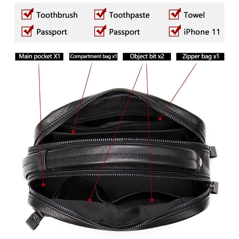 WESTAL Men's Toiletry Bags for Men Make up Bag Cosmetic Case Genuine Leather Zip Cosmetics Bags Makeup Bag for Traveling 7460 220310