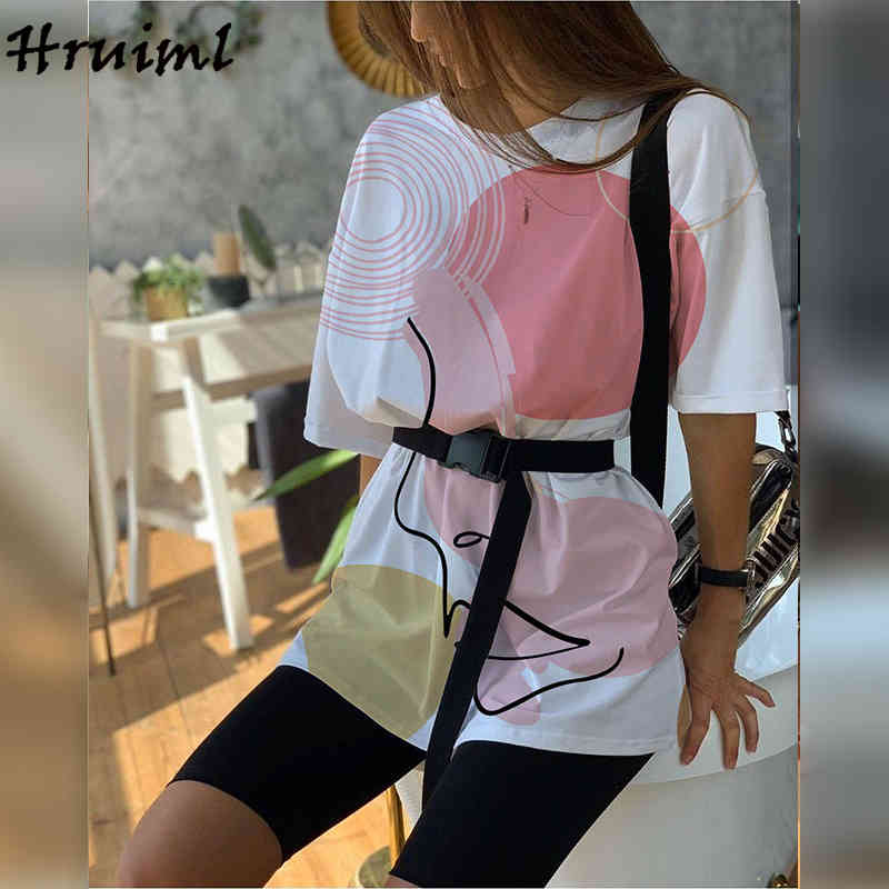 Sunflower Printing Clothes Women Casual Fashion Loose Short Sleeve Two-piece Suit Elastic Waist Pullover Ubrania Damskie 210513