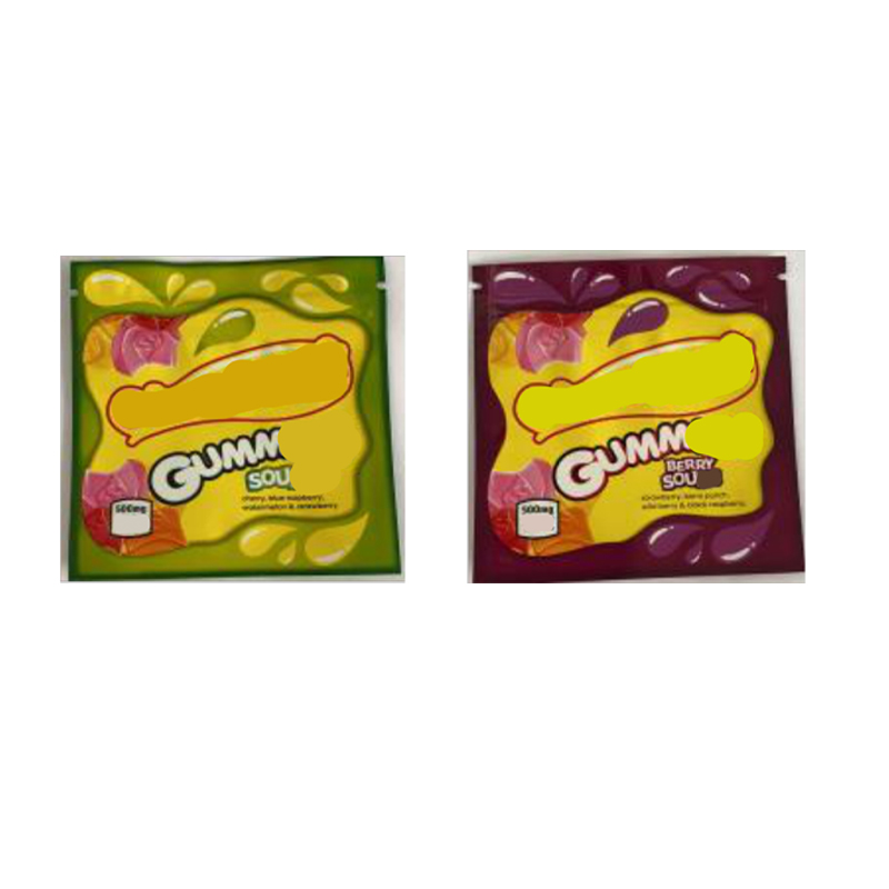 100pcs gummies packaging bags stoner patch dummies edibles bag watermelon grape strawberry cherry stoney sour mylar cd baggie 500mg candy package