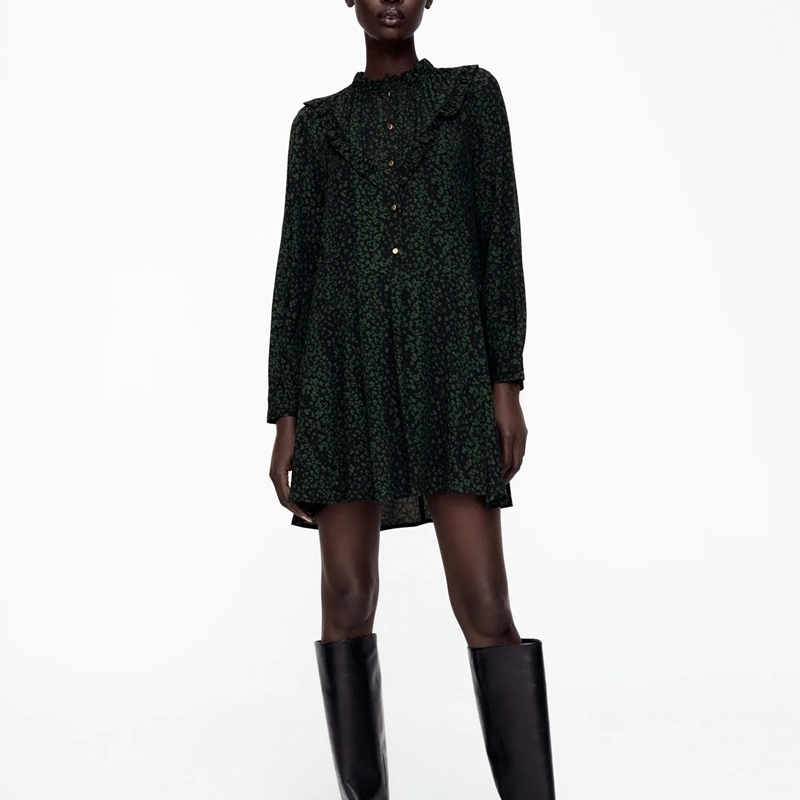 Women Casual Ruffles Floral Straight Dress Long Sleeves Stand Collar Knee Length Office Vacation Party WB3002 210525, Green
Women Casual Ruffles Floral Straight Dress Long Sleeves Stand Collar Knee Length Office Vacation Party WB3002 210525, Green