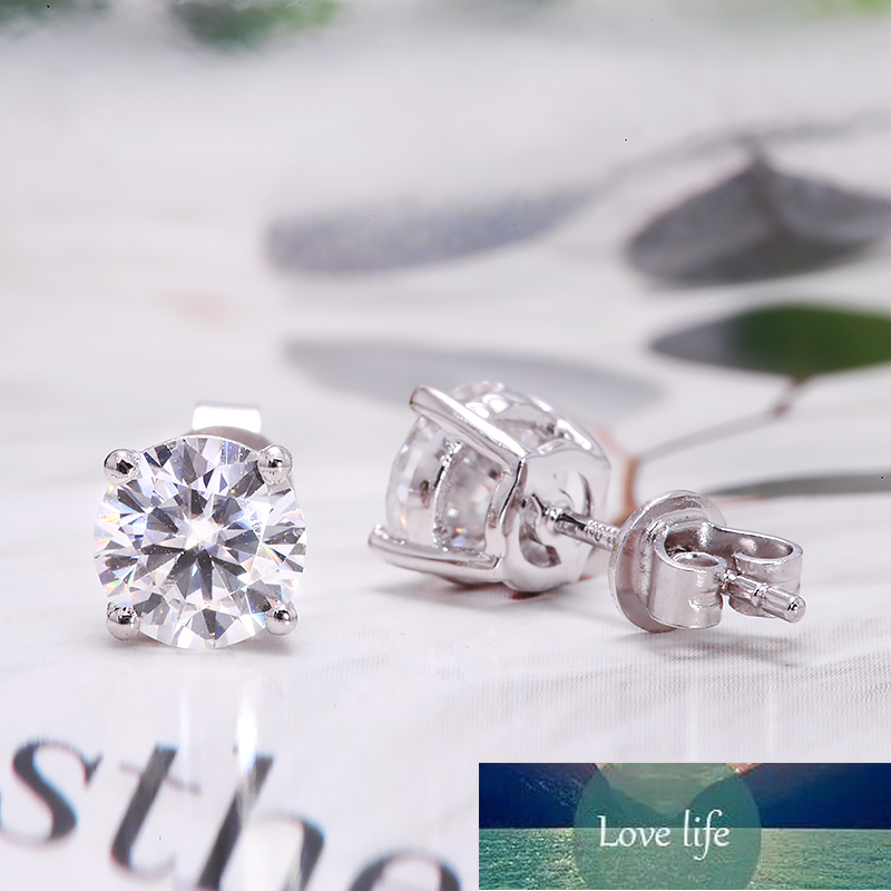 AEAW Round Moissanite Cut Total 200ct 65mm Diamond Test Passed Moissanite Silver Earring Jewelry Girlfriend Gift2692217