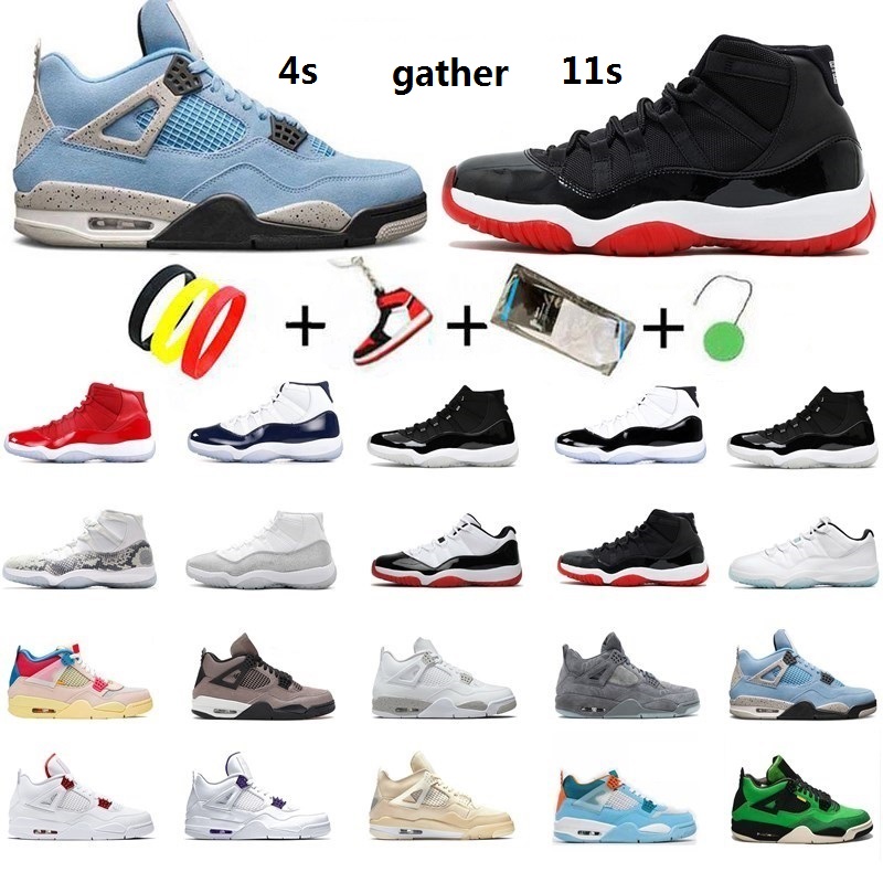 Cool Grey 11 Men Basketball Shoes Fire Red 4 Sneakers Bred 11s Low Gamma Legend University Blue 4s Concord Space Jam