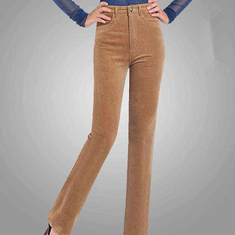 Spring Fashion Velvet High waist casual pants corduroy trousers straight stretch Slim large size 7xl 211115