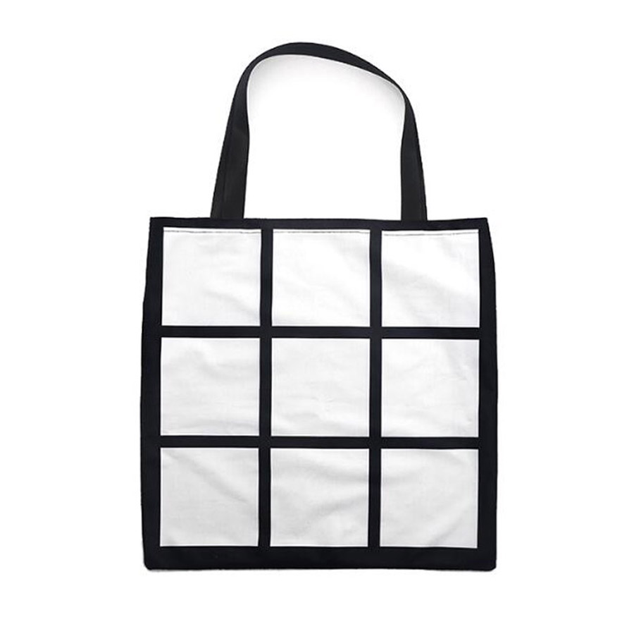 DHL50pcs Shopping Bags sublimation DIY Blank white single sides 9 grid prints handbag, Black
DHL50pcs Shopping Bags sublimation DIY Blank white single sides 9 grid prints handbag, Black