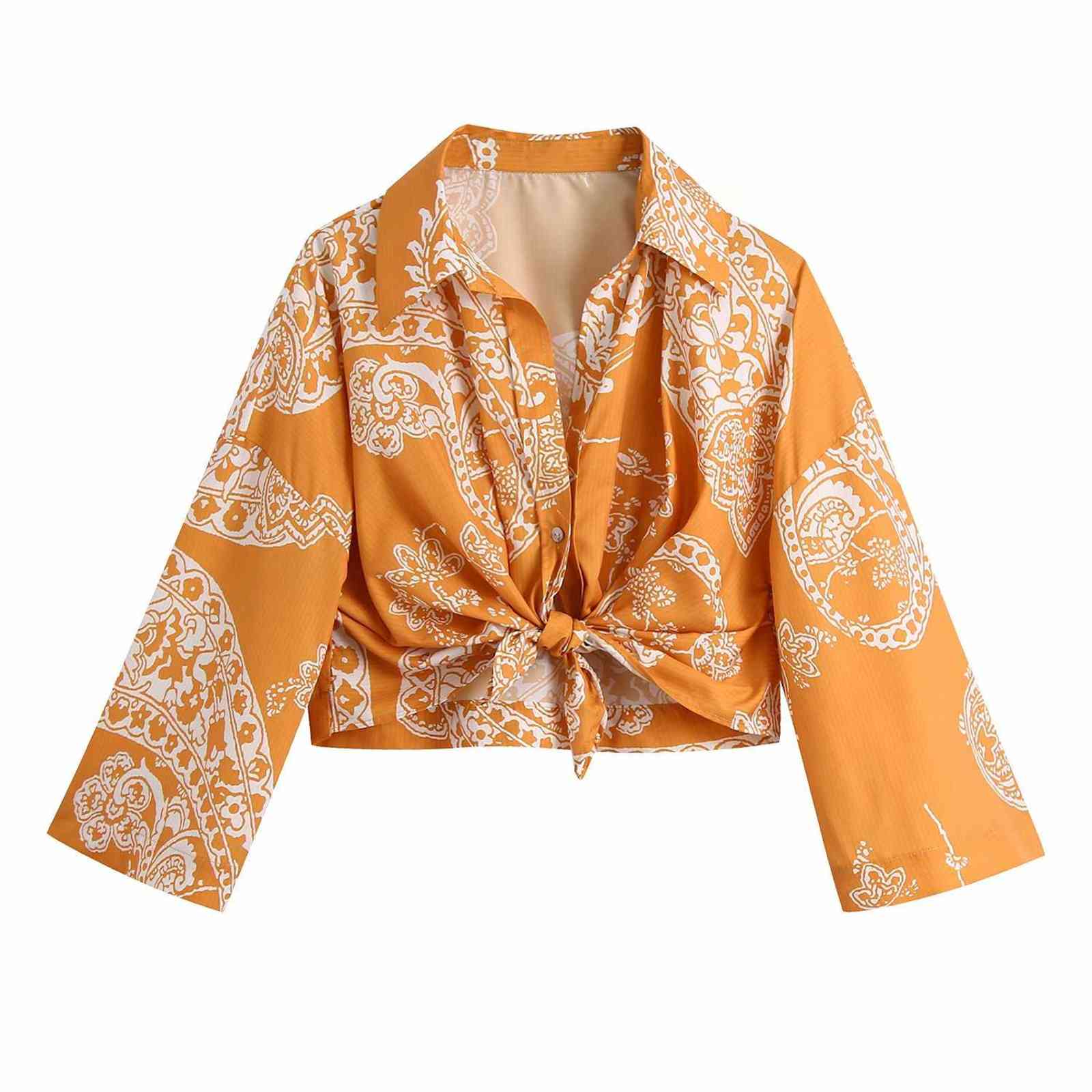 Two Piece Set Women Fashion Printed Bow Crop Shirt Vintage Shirring Mini Skirt Summer Woman Outfit Dress Sets Suits 211106