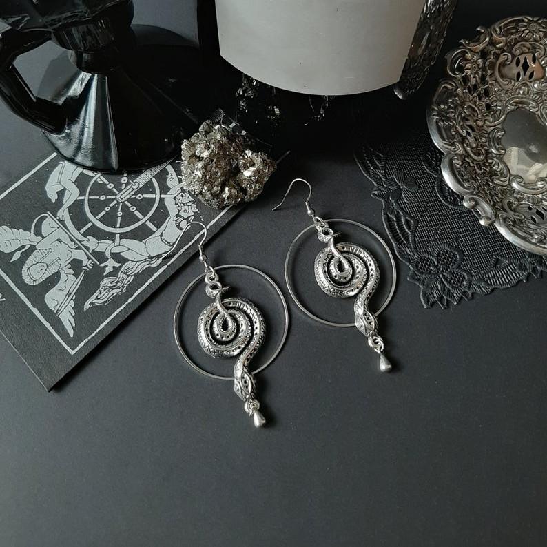 Dangle & Chandelier Goth Snake Hoop Earrings Drop Serpent Witch Pagan Alternative Statement Punk Crappy Jewelry Women Fashion Gift
Dangle & Chandelier Goth Snake Hoop Earrings Drop Serpent Witch Pagan Alternative Statement Punk Crappy Jewelry Women Fashion Gift