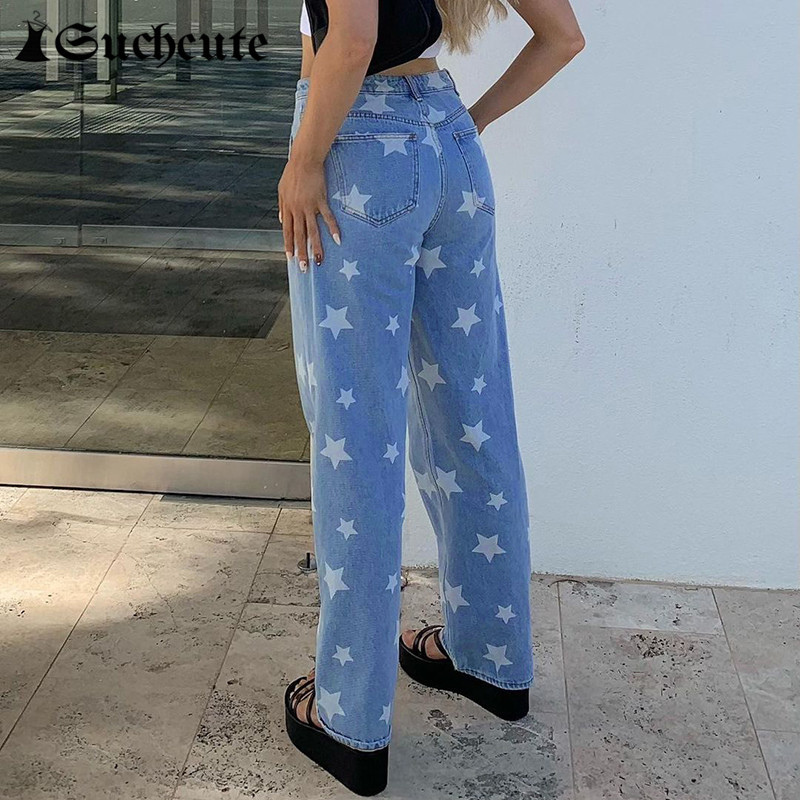Women's Pants & Capris Streetwear y2k Fashion Star Print Denim Korean Style Casual 90s Straight Trousers Harajuku HU5N, Blue
Women's Pants & Capris Streetwear y2k Fashion Star Print Denim Korean Style Casual 90s Straight Trousers Harajuku HU5N, Blue