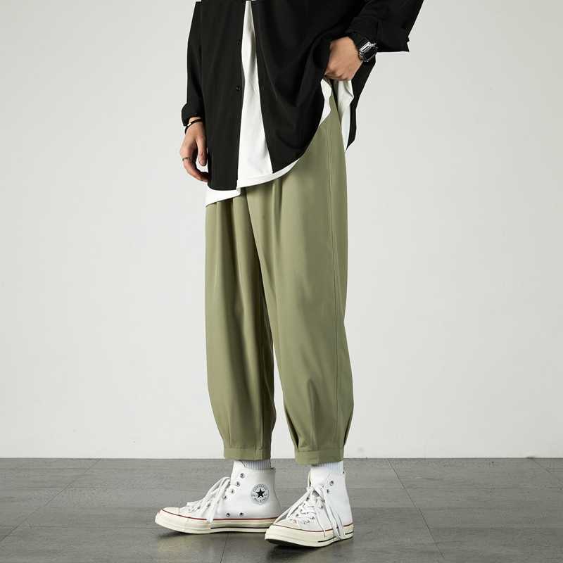 Single Road Mens Joggers Men Summer Solid Pants Straight Japanese Streetwear Trousers Casual Black Harem Pants For Men 210930