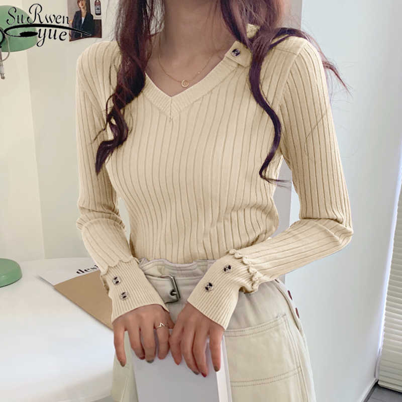 Spring V-neck Woman Sweater Fashion Korean Pullover Solid Stripe Sweet All-match Long Sleeve Slim Basic Sweater 10987 210527, Orange
Spring V-neck Woman Sweater Fashion Korean Pullover Solid Stripe Sweet All-match Long Sleeve Slim Basic Sweater 10987 210527, Orange