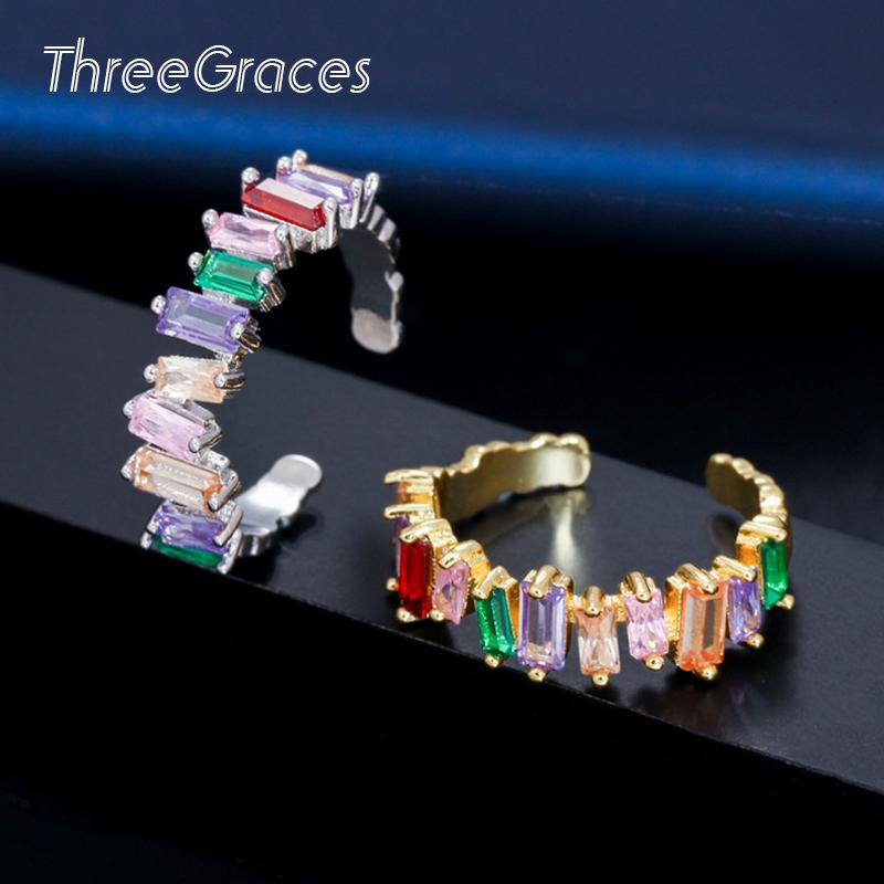 Cluster Rings ThreeGraces Adjustable Irregular Square Rainbow Cubic Zircon Unique Open Cuff Women Finger For Dancing Party RG098, Golden;silver
Cluster Rings ThreeGraces Adjustable Irregular Square Rainbow Cubic Zircon Unique Open Cuff Women Finger For Dancing Party RG098, Golden;silver