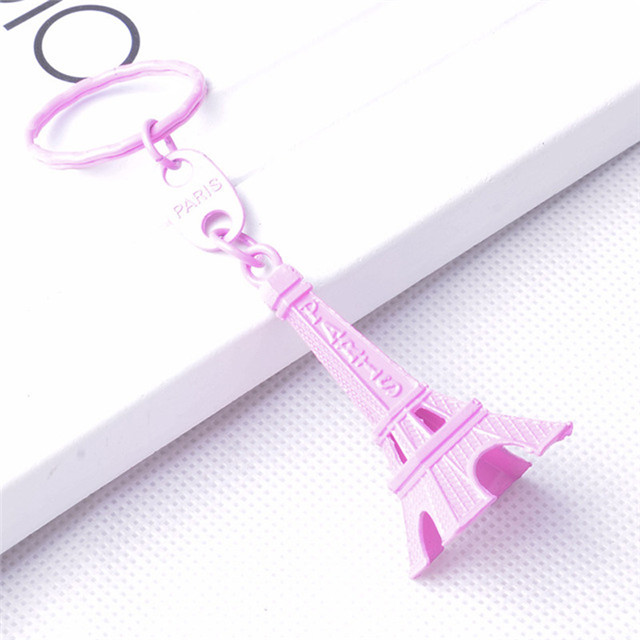 50pcs/lot Paris Eiffel Tower Keychain Mini Eiffel Tower Candy Color Keyring Store Advertising Promotion Service Equipment Keyfob