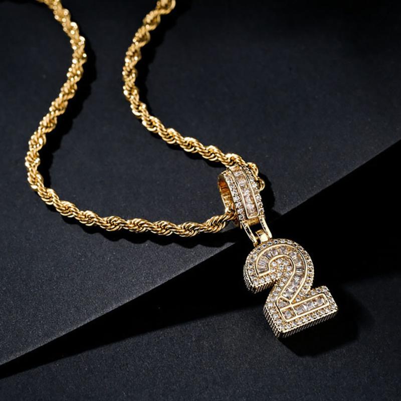 Pendant Necklaces Tiny Cute Number 0 1 2 3 4 5 6 7 8 9 CZ Birthday Lucky Charm Necklace Rolo Chain Adjustable
