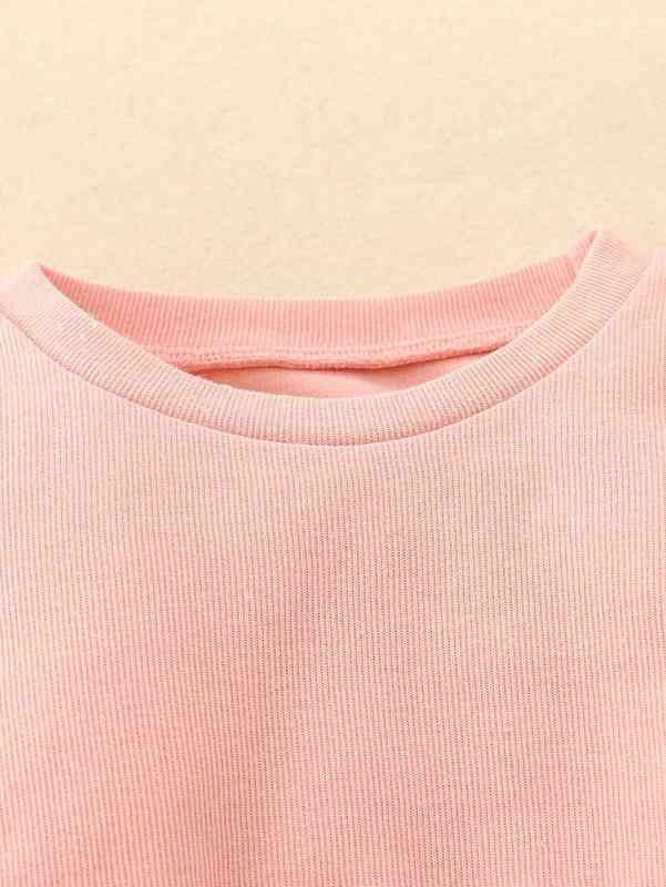 Baby Contrast Letter Tape Pullover & Pants SHE