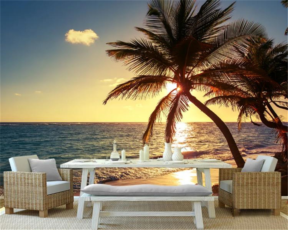 3d View Wallcovering Wallpaper Sea Sunrise Sunset Seaside Living Room Bedroom Kitchen Painting Wallpapers