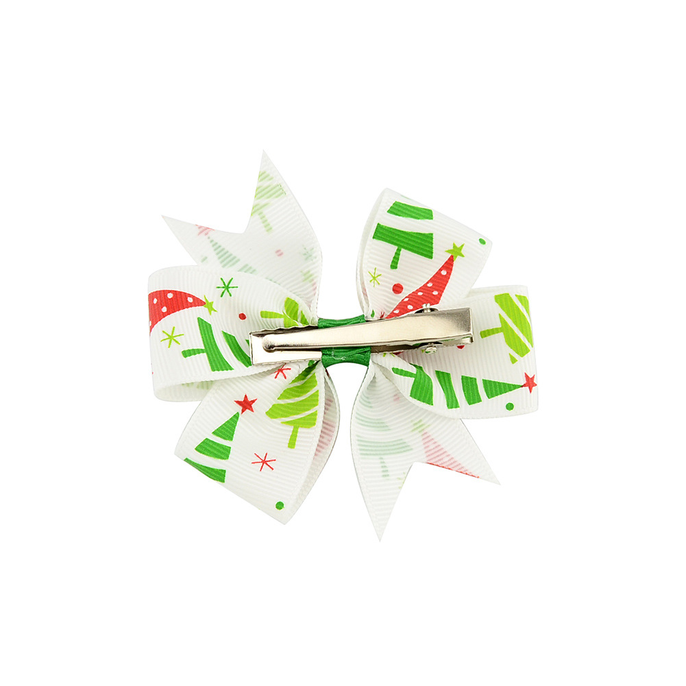 12 Colors Girl Christmas Hair Bows 3.1 inch Bow Boot Lucky Deer Santa Claus Red Green Patchwork Design Baby Girls Elegant Clippers Kids Accessory Gift