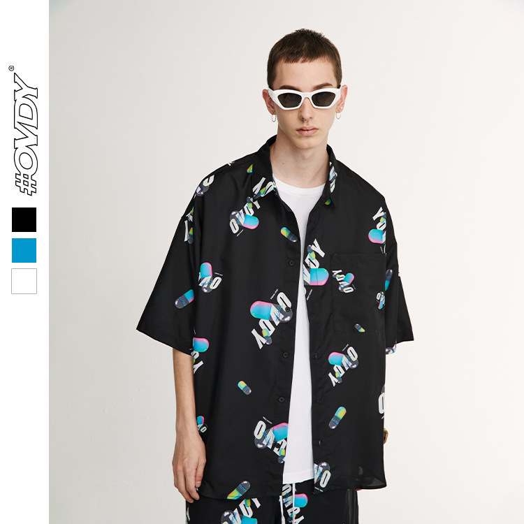 wxwovdy men's 2021 spring and summer new street fashion brand hip hop capsule print loose couple short sve shirt men, White;black
wxwovdy men's 2021 spring and summer new street fashion brand hip hop capsule print loose couple short sve shirt men, White;black