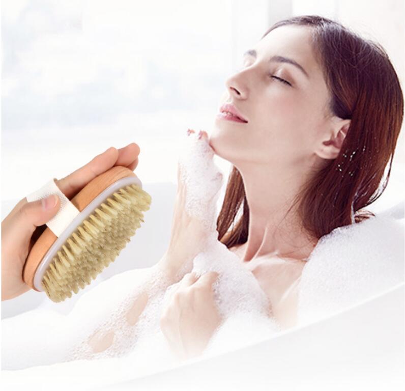 200pcs Dry Skin Body Face Soft Natural Bristle Brush Wooden Bath Shower Brushes SPA without Handle Cleansing