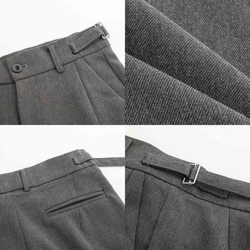 IEFB Summer Black Grey Men's Causal Shorts Button High Waist Casual Loose Straight Knee Length Pants For Male 9Y7086 210524