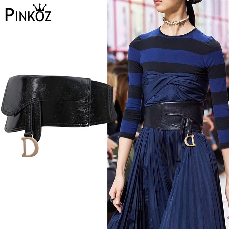 Pinkoz runway designer fashion PU leather black belt letter D elastic stretch waistband pocket wide dress belts Girdl women chic 211101
Pinkoz runway designer fashion PU leather black belt letter D elastic stretch waistband pocket wide dress belts Girdl women chic 211101